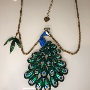 Betsey Johnson jeweled peacock necklace